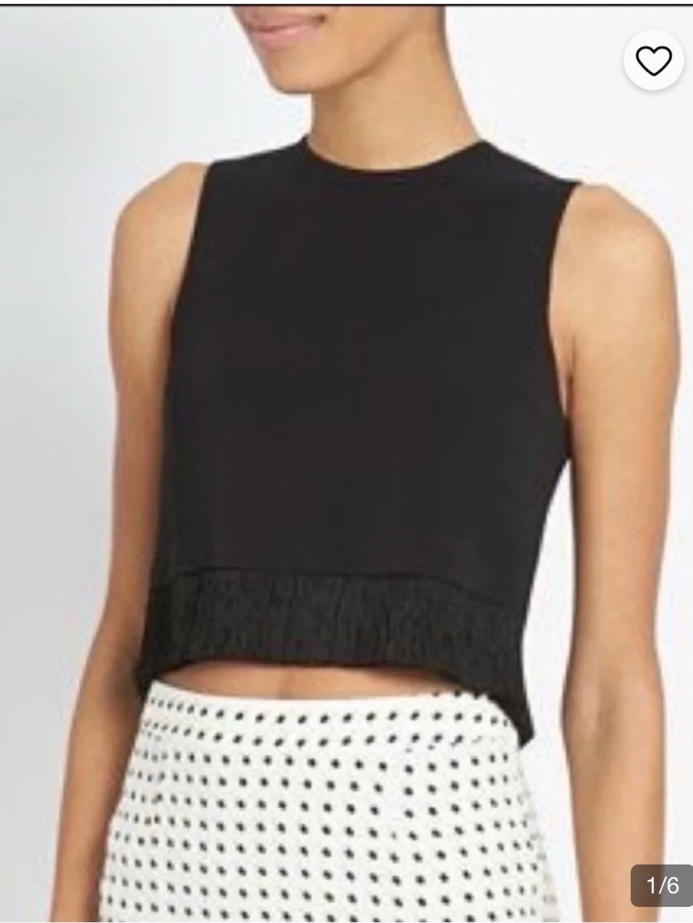 A.L.C. Kennedy Black Sleeveless Fringe Crop Top Blouse Zip Up Crew Neck